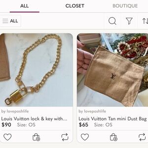 BUNDLE! Louis Vuitton Lock & key, mini dusty, and unbranded chain bundle